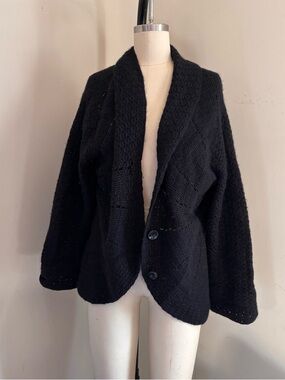 Carole Little Black Open-Weave Shawl Collar Blazer Jacket